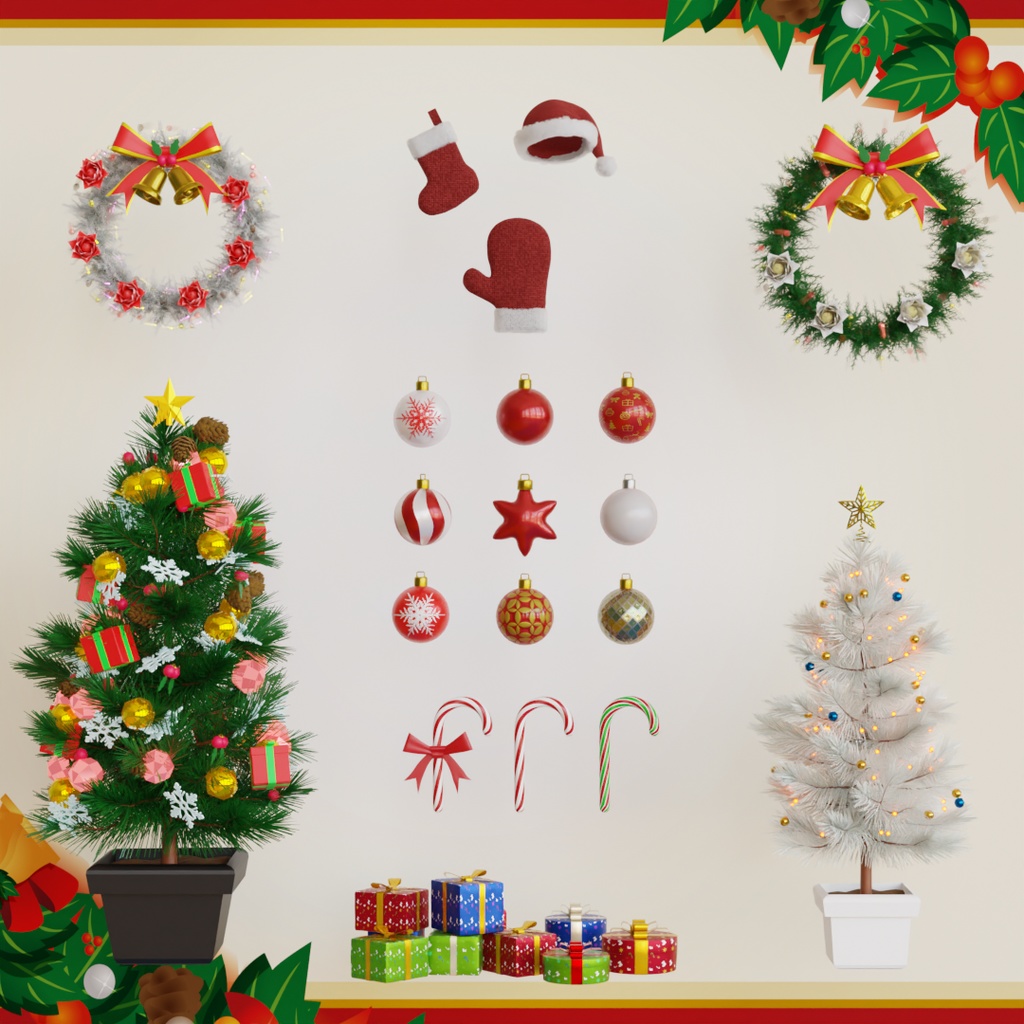 【Blender】 クリスマスアセット　Christmas Assets