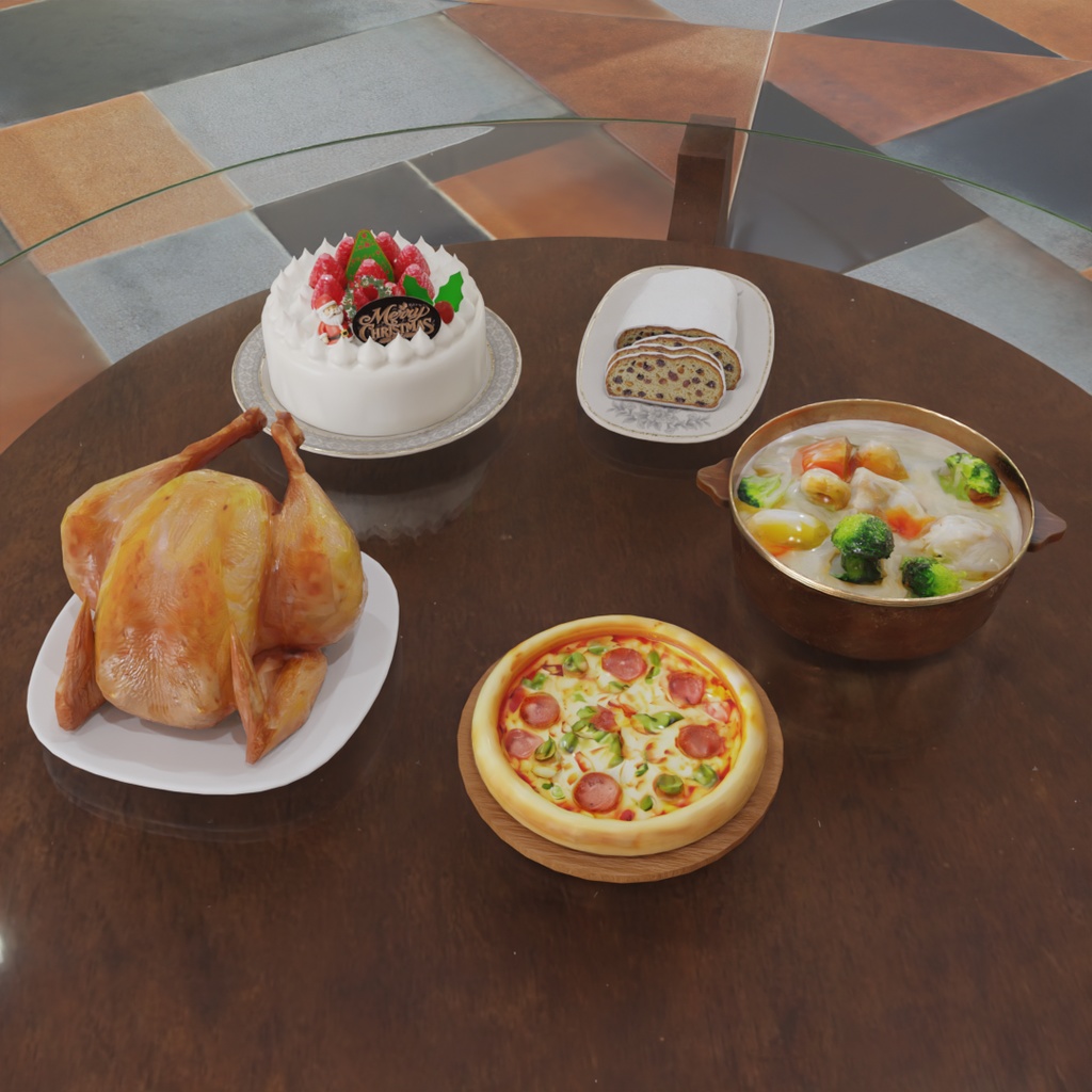 【Blender】 クリスマスの食べ物セット Christmas Food Set
