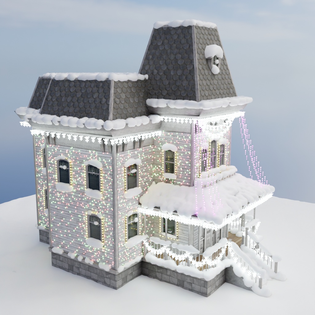 【Blender】 クリスマスイルミネーションハウス Christmas Illumination House