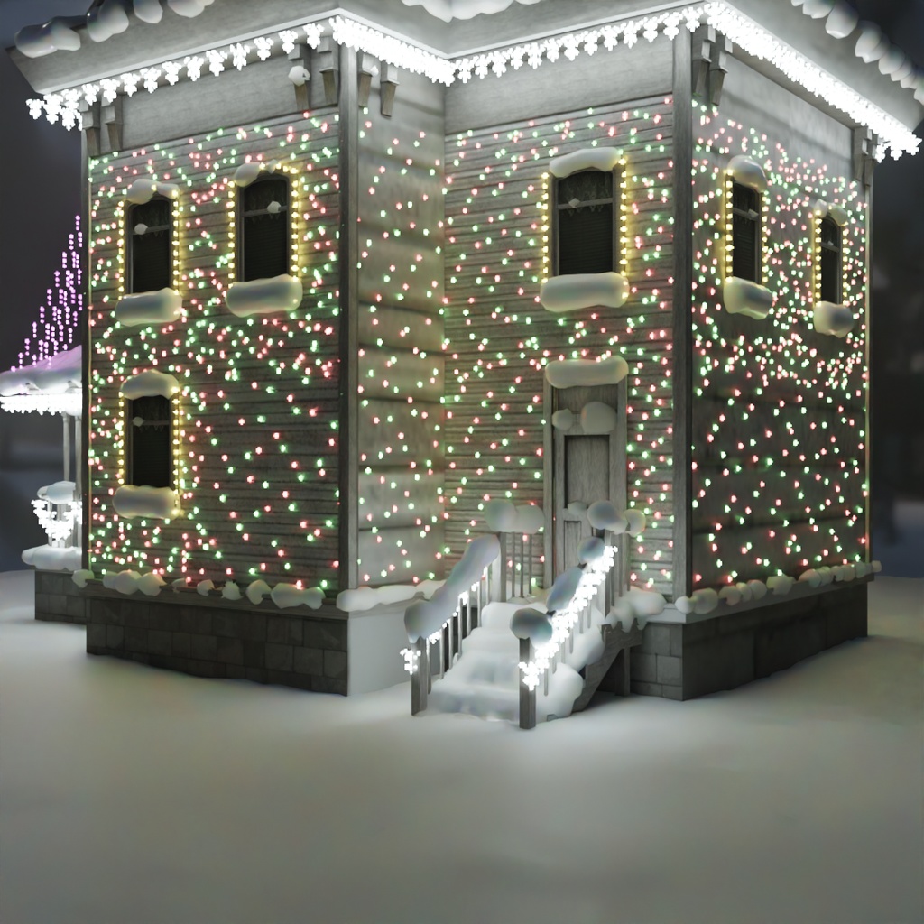 【Blender】 クリスマスイルミネーションハウス Christmas Illumination House