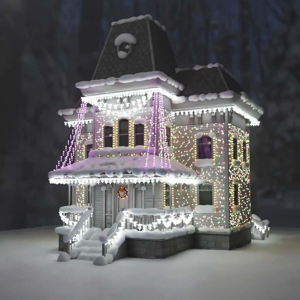 【Blender】 クリスマスイルミネーションハウス Christmas Illumination House