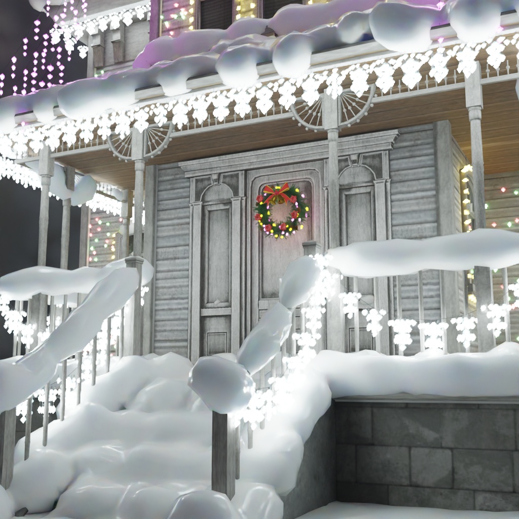 【Blender】 クリスマスイルミネーションハウス Christmas Illumination House