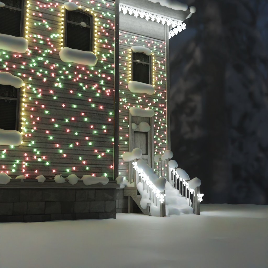 【Blender】 クリスマスイルミネーションハウス Christmas Illumination House