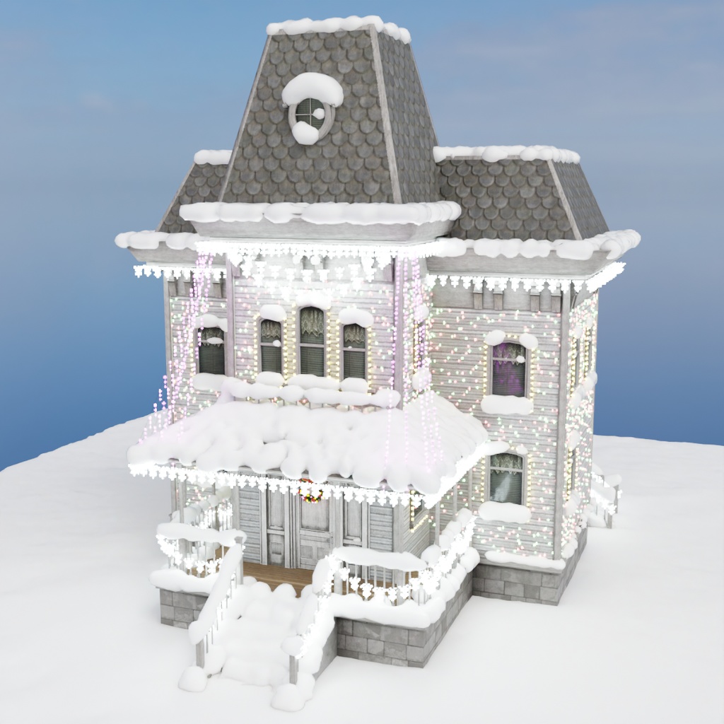 【Blender】 クリスマスイルミネーションハウス Christmas Illumination House