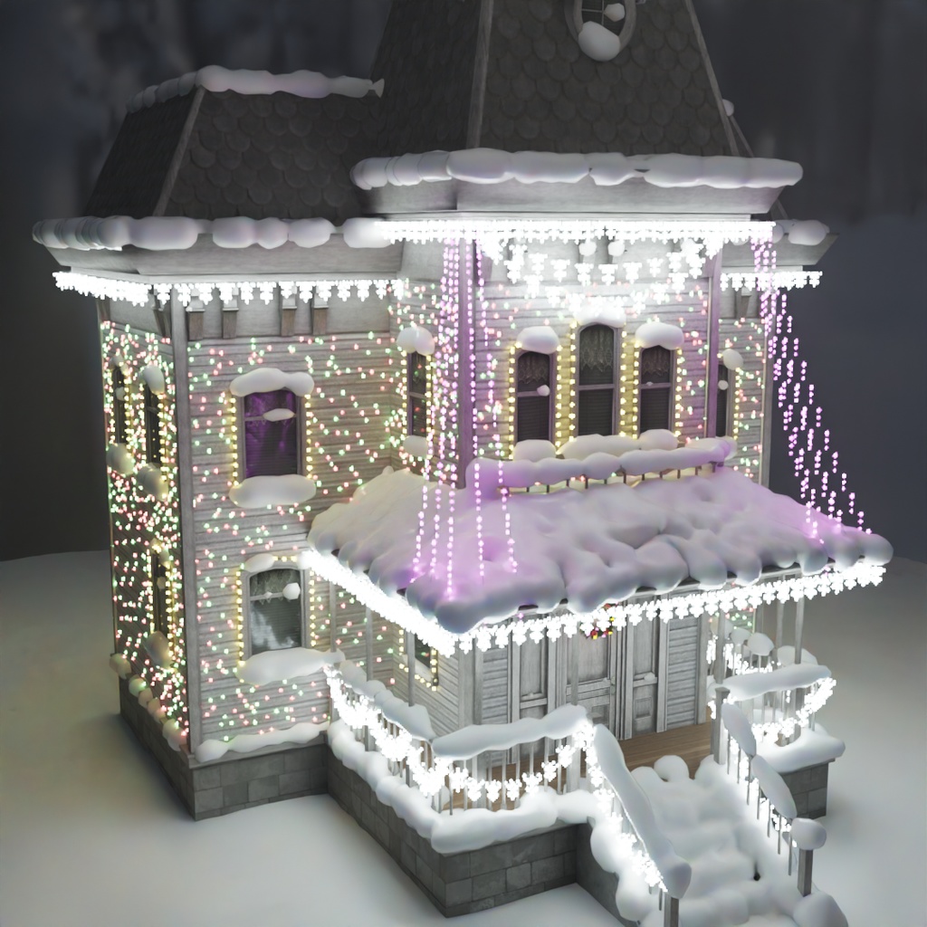 【Blender】 クリスマスイルミネーションハウス Christmas Illumination House