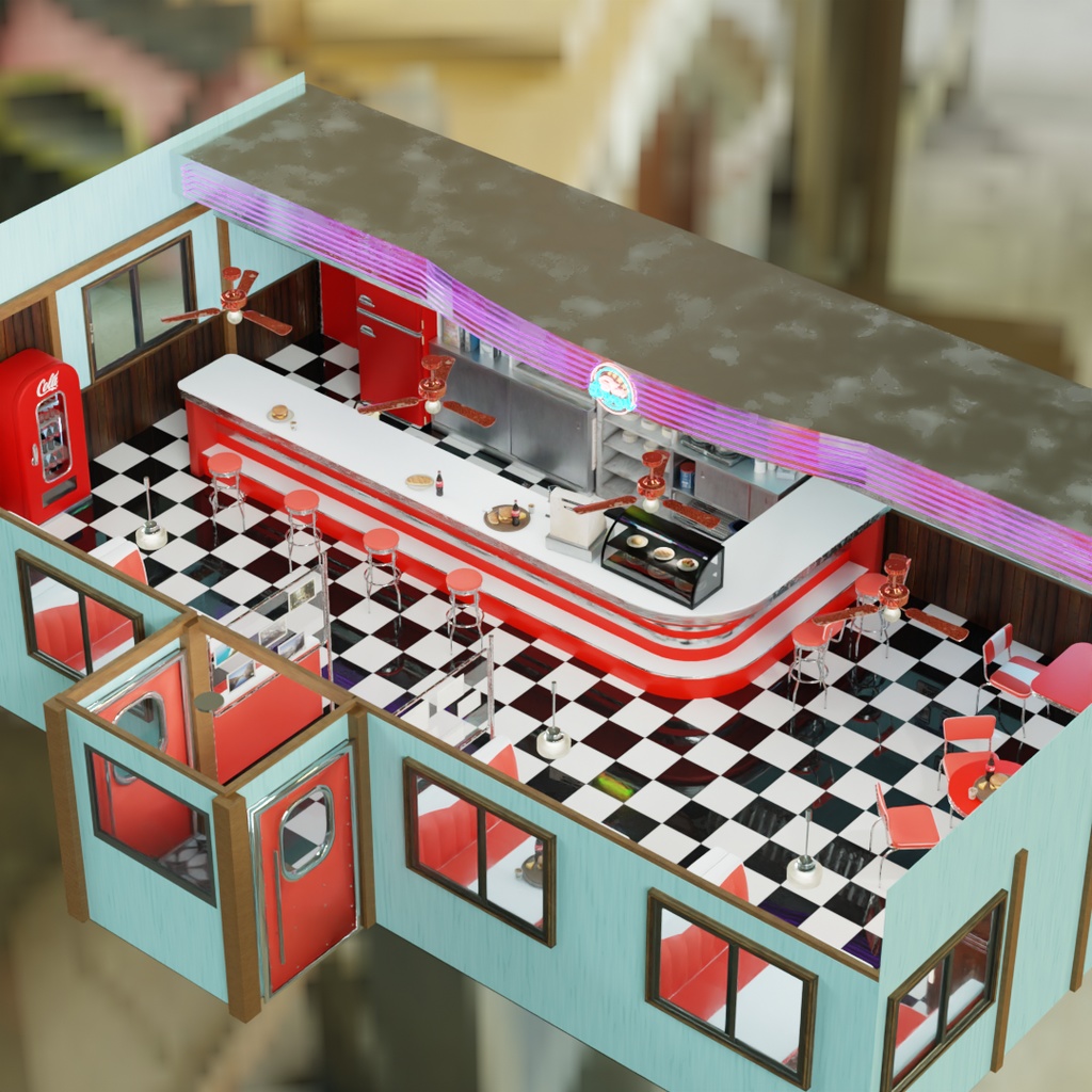 【Blender】 アメリカンダイナー American Diner