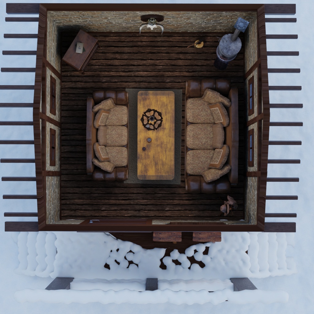 【Blender】 冬の山小屋 Winter Mountain Cabin