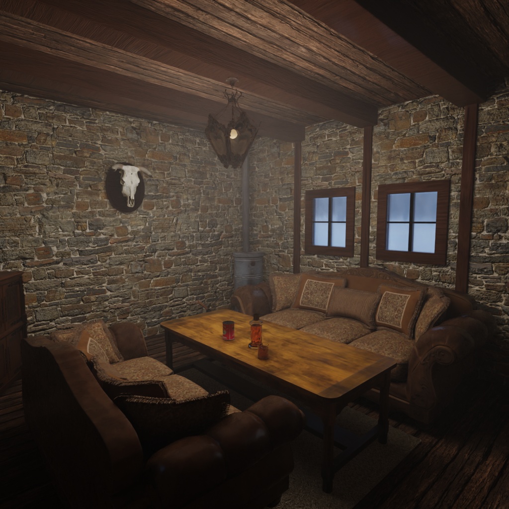 【Blender】 冬の山小屋 Winter Mountain Cabin