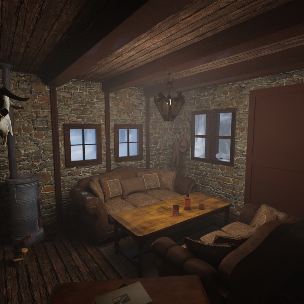 【Blender】 冬の山小屋 Winter Mountain Cabin