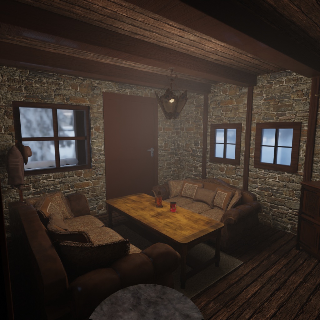【Blender】 冬の山小屋 Winter Mountain Cabin