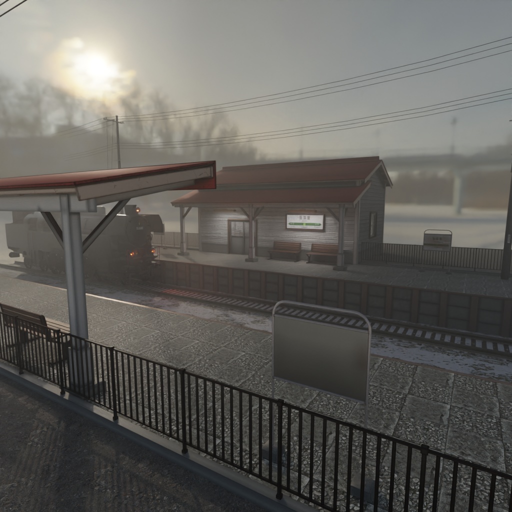 【Blender】 冬国の無人駅 Winter Country's Unmanned Station