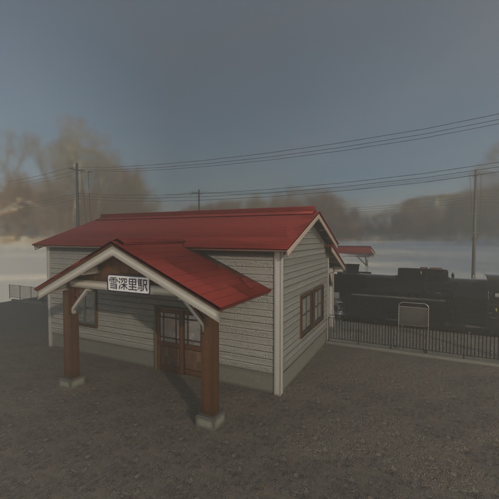 【Blender】 冬国の無人駅 Winter Country's Unmanned Station