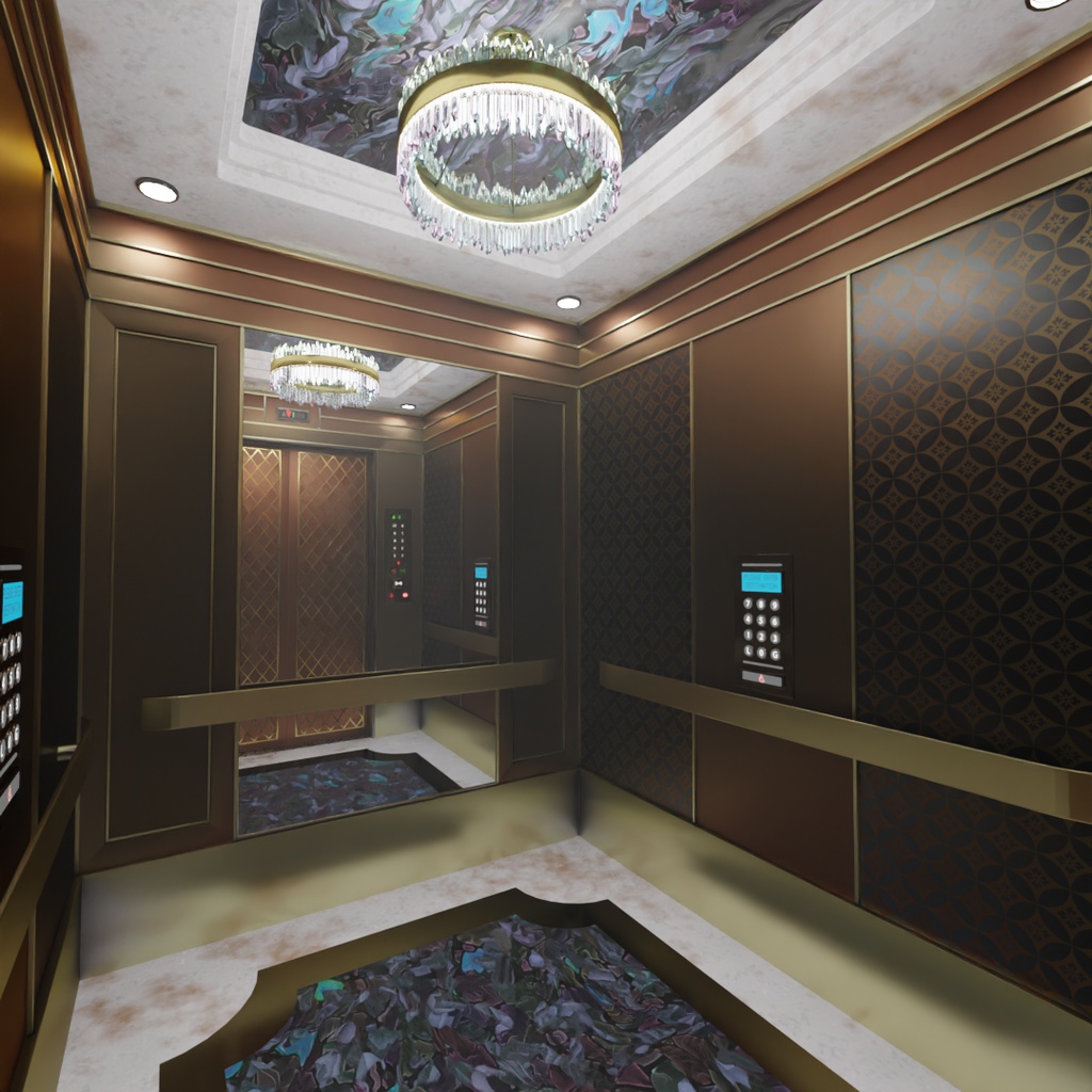 【Blender】 高級感があるエレベーター Luxury elevator