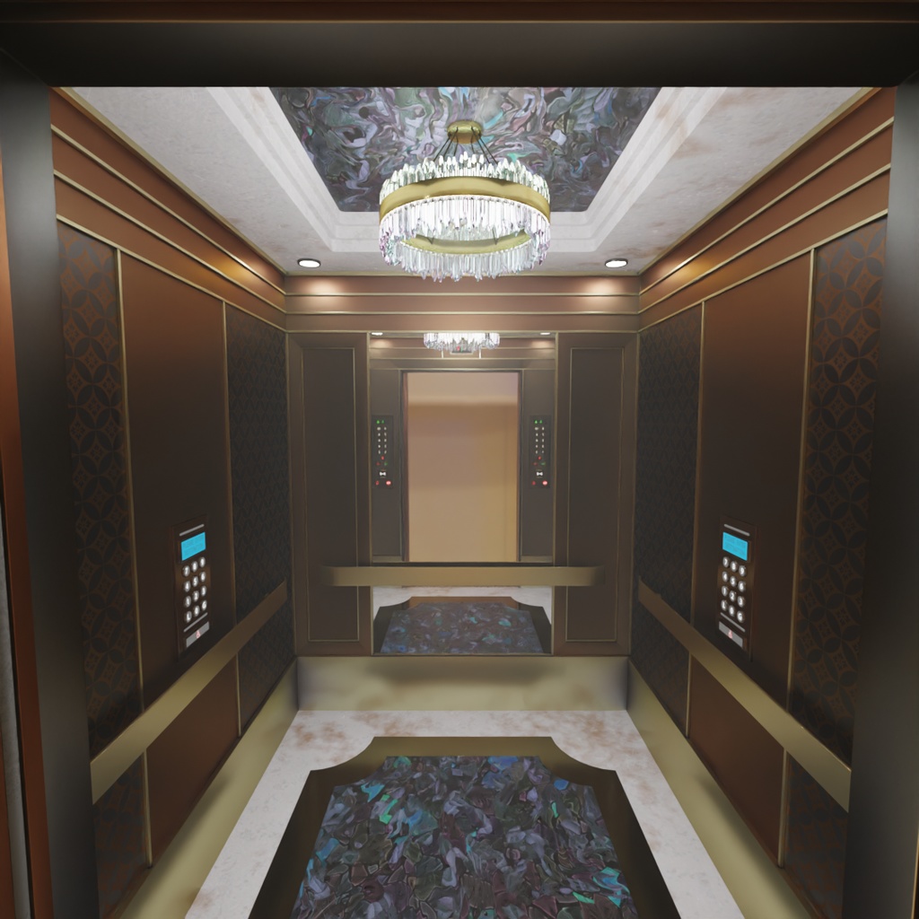 【Blender】 高級感があるエレベーター Luxury elevator