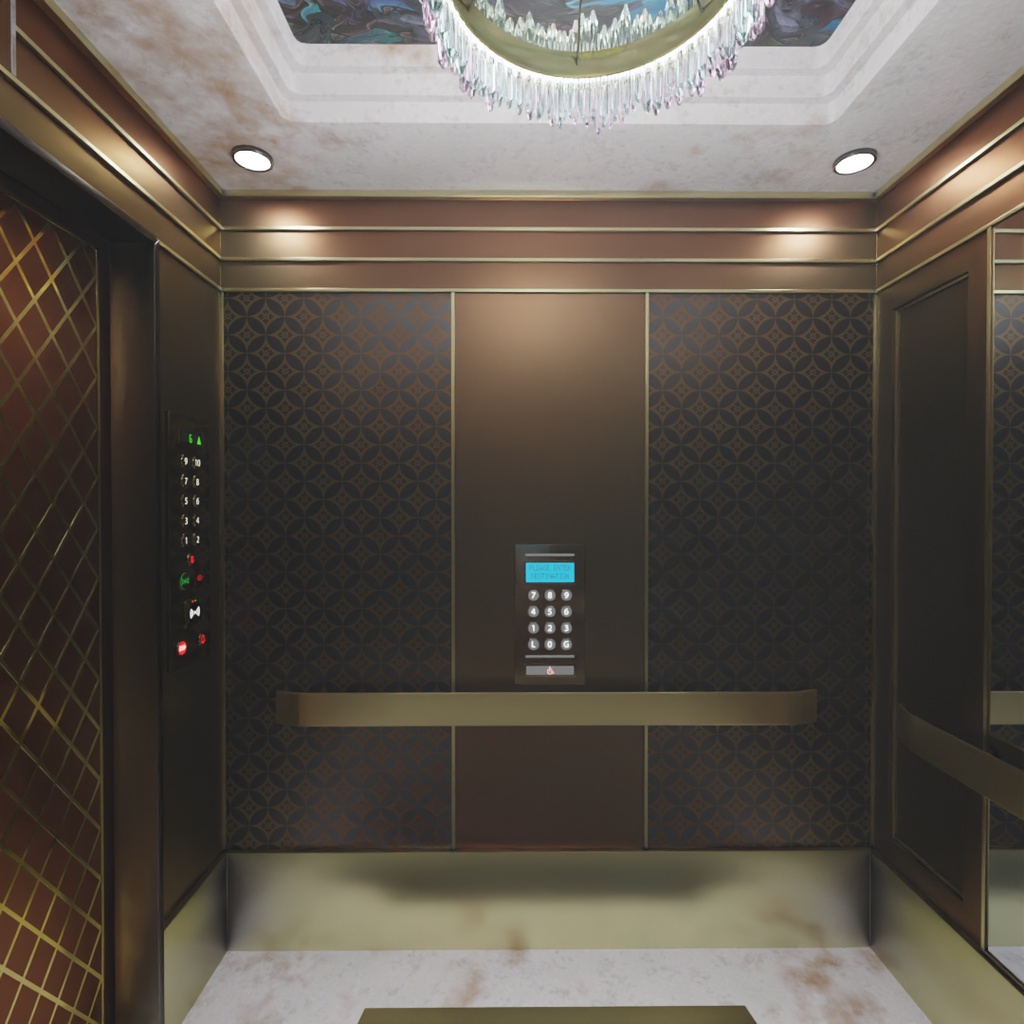 【Blender】 高級感があるエレベーター Luxury elevator