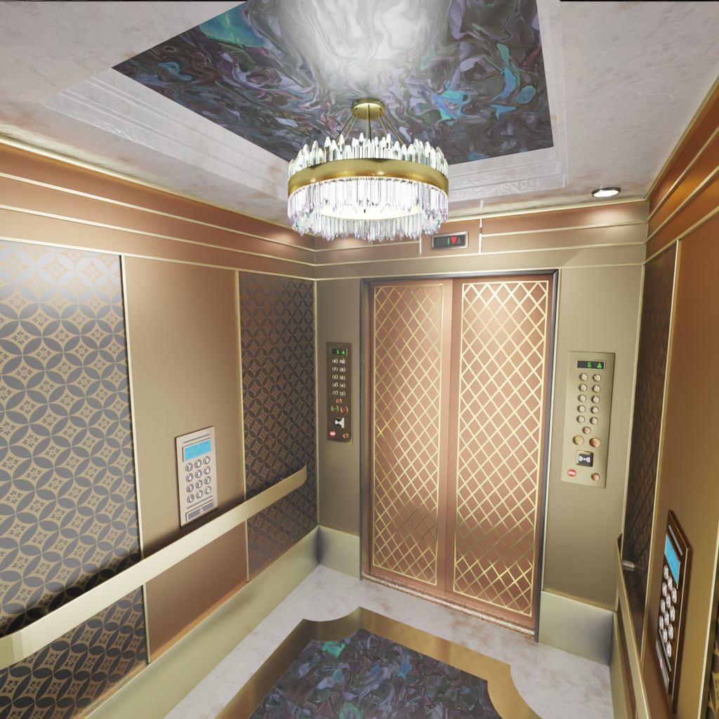 【Blender】 高級感があるエレベーター　Luxury elevator