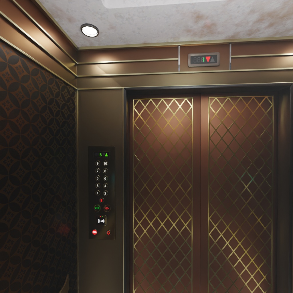 【Blender】 高級感があるエレベーター Luxury elevator