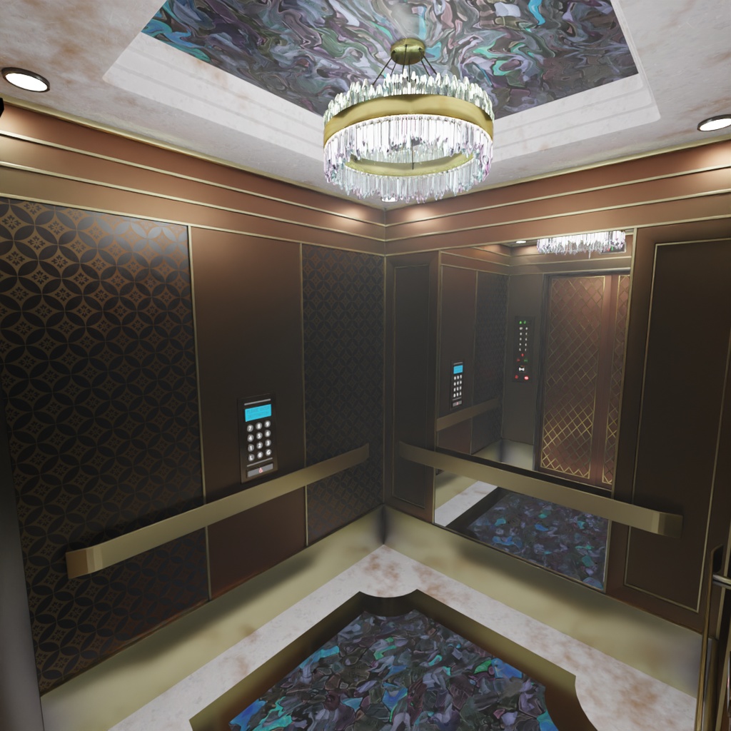 【Blender】 高級感があるエレベーター Luxury elevator