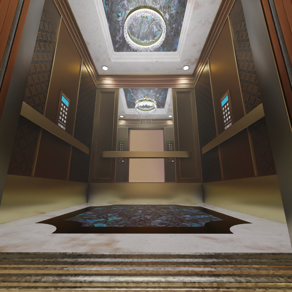 【Blender】 高級感があるエレベーター Luxury elevator