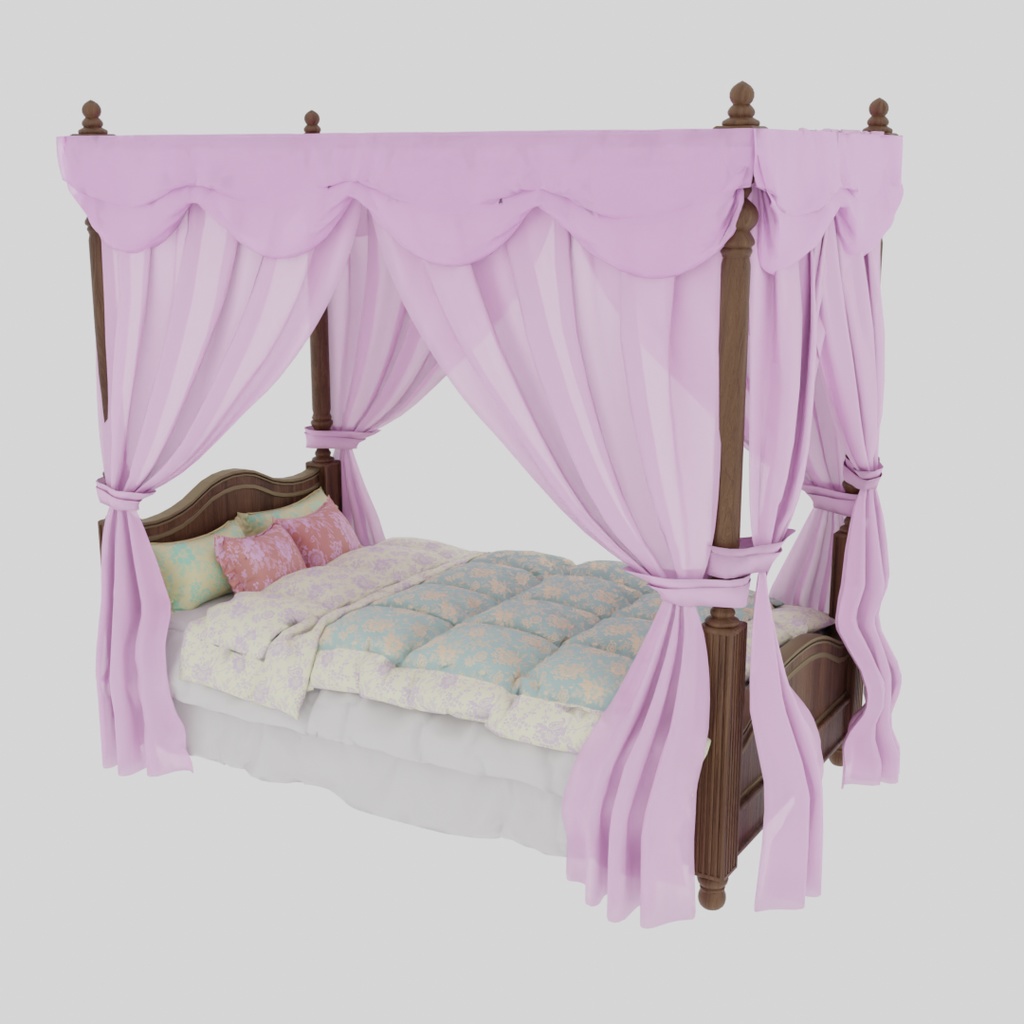 【Blender】 天蓋付きベッド Canopy bed