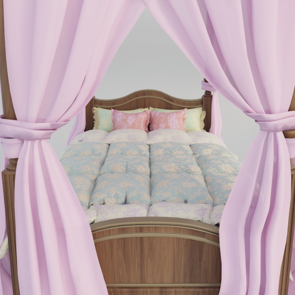 【Blender】 天蓋付きベッド Canopy bed