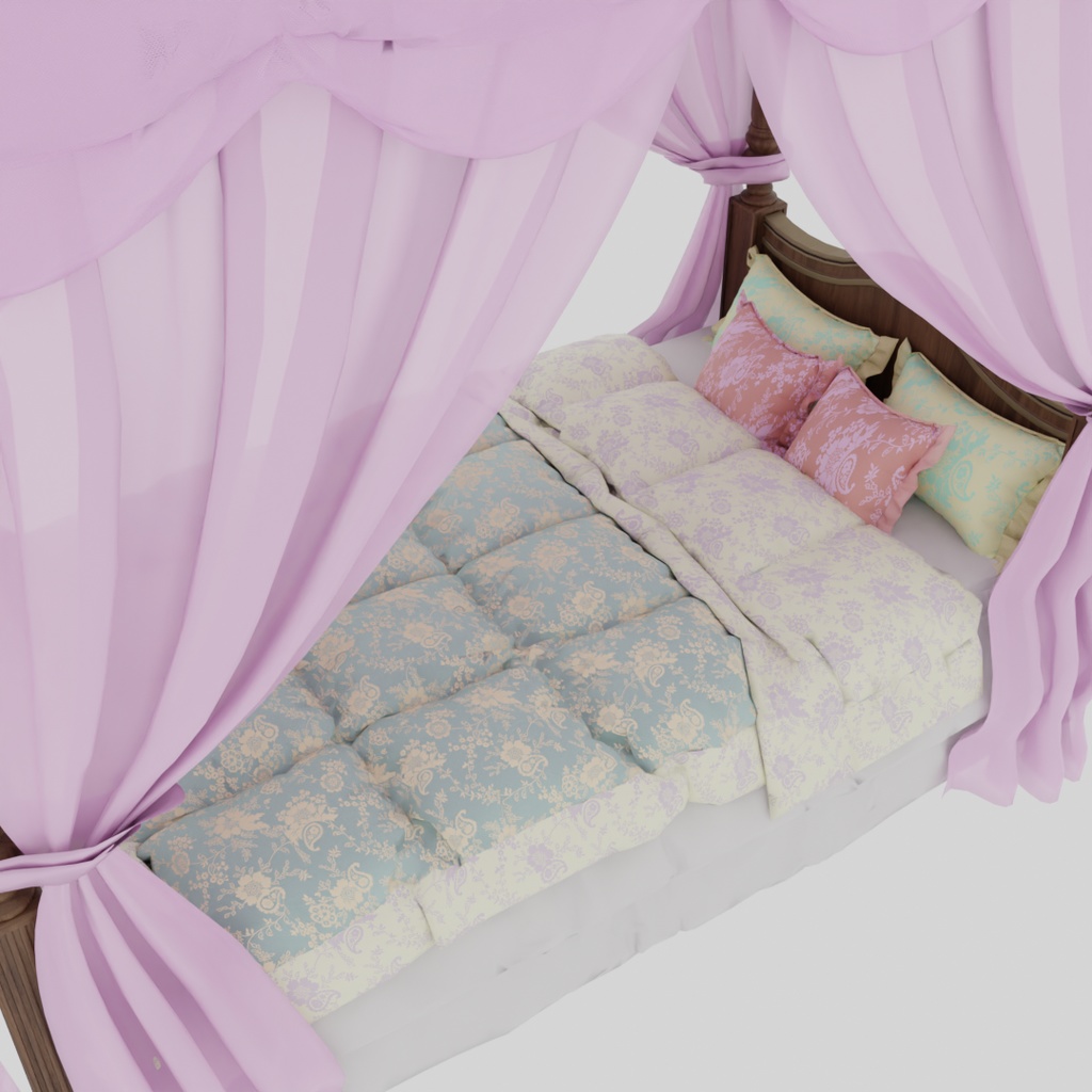 【Blender】 天蓋付きベッド Canopy bed