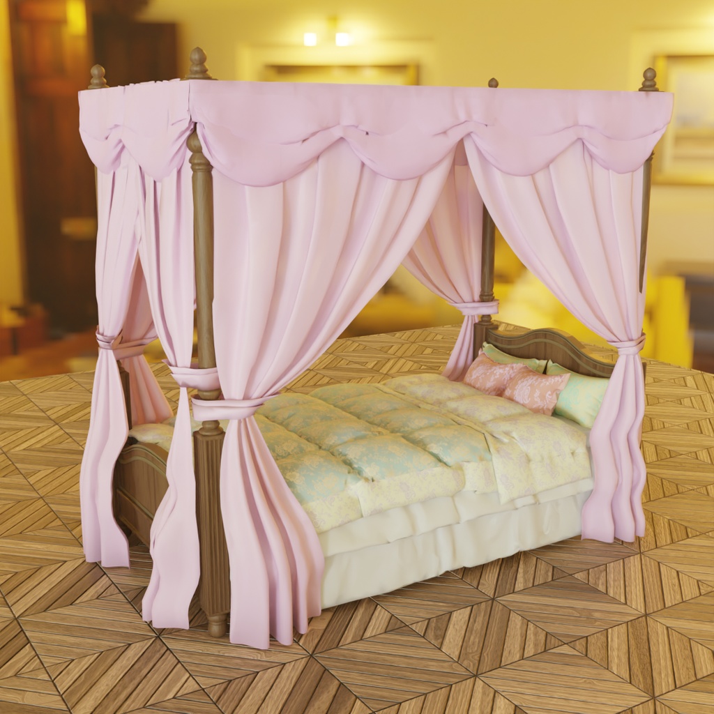 【Blender】 天蓋付きベッド Canopy bed