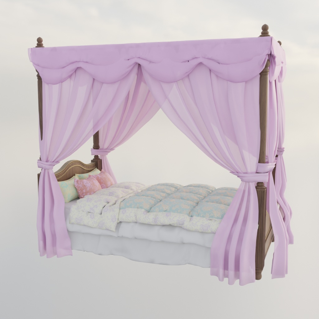 【Blender】 天蓋付きベッド Canopy bed