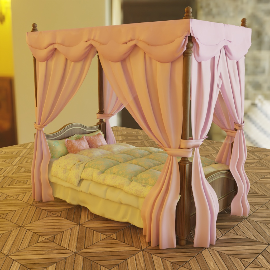 【Blender】 天蓋付きベッド　Canopy bed