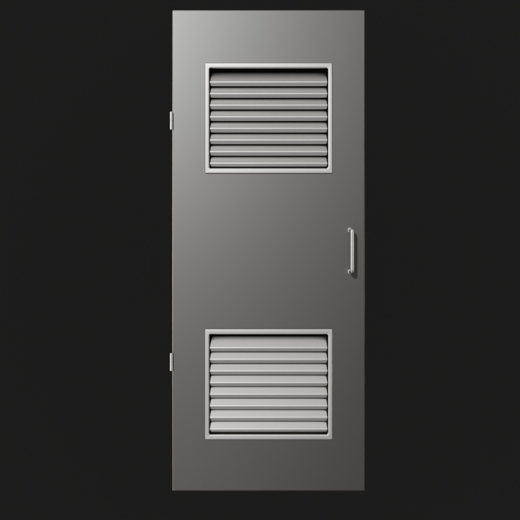 【Blender】 片開きドアのアセット Single-leaf door