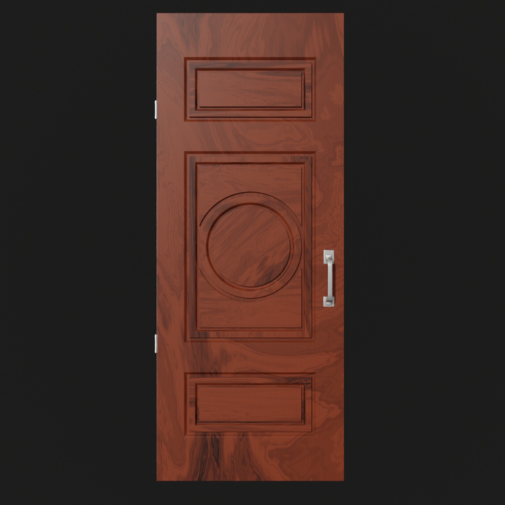 【Blender】 片開きドアのアセット Single-leaf door