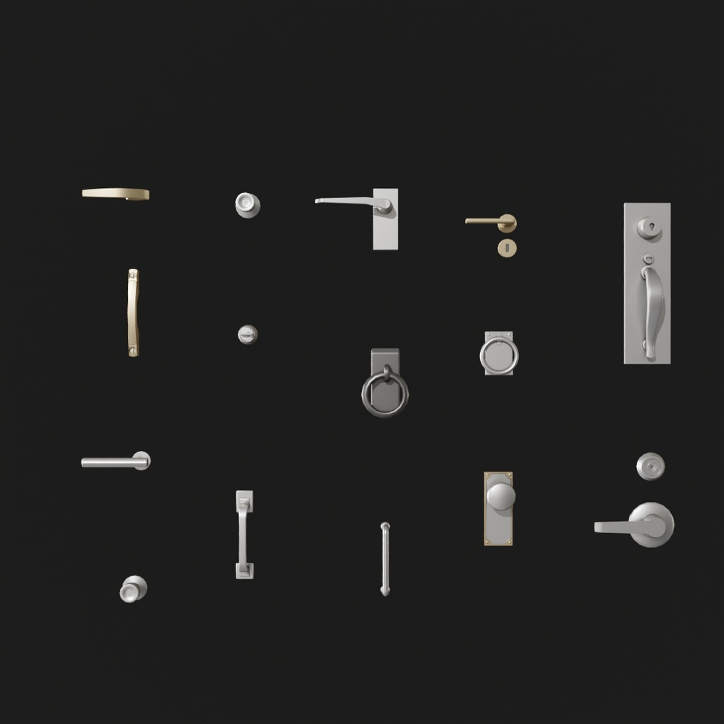 【Blender】 片開きドアのアセット Single-leaf door