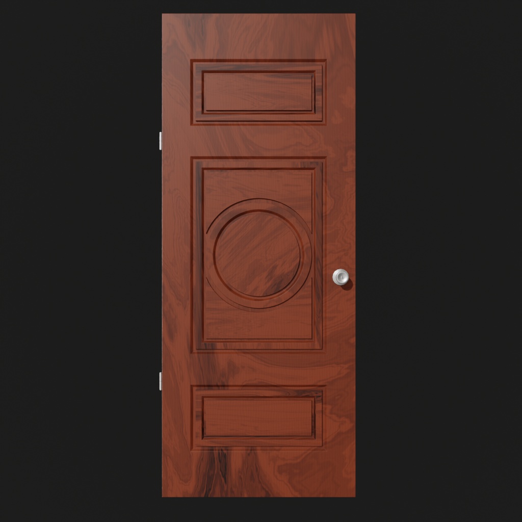 【Blender】 片開きドアのアセット Single-leaf door