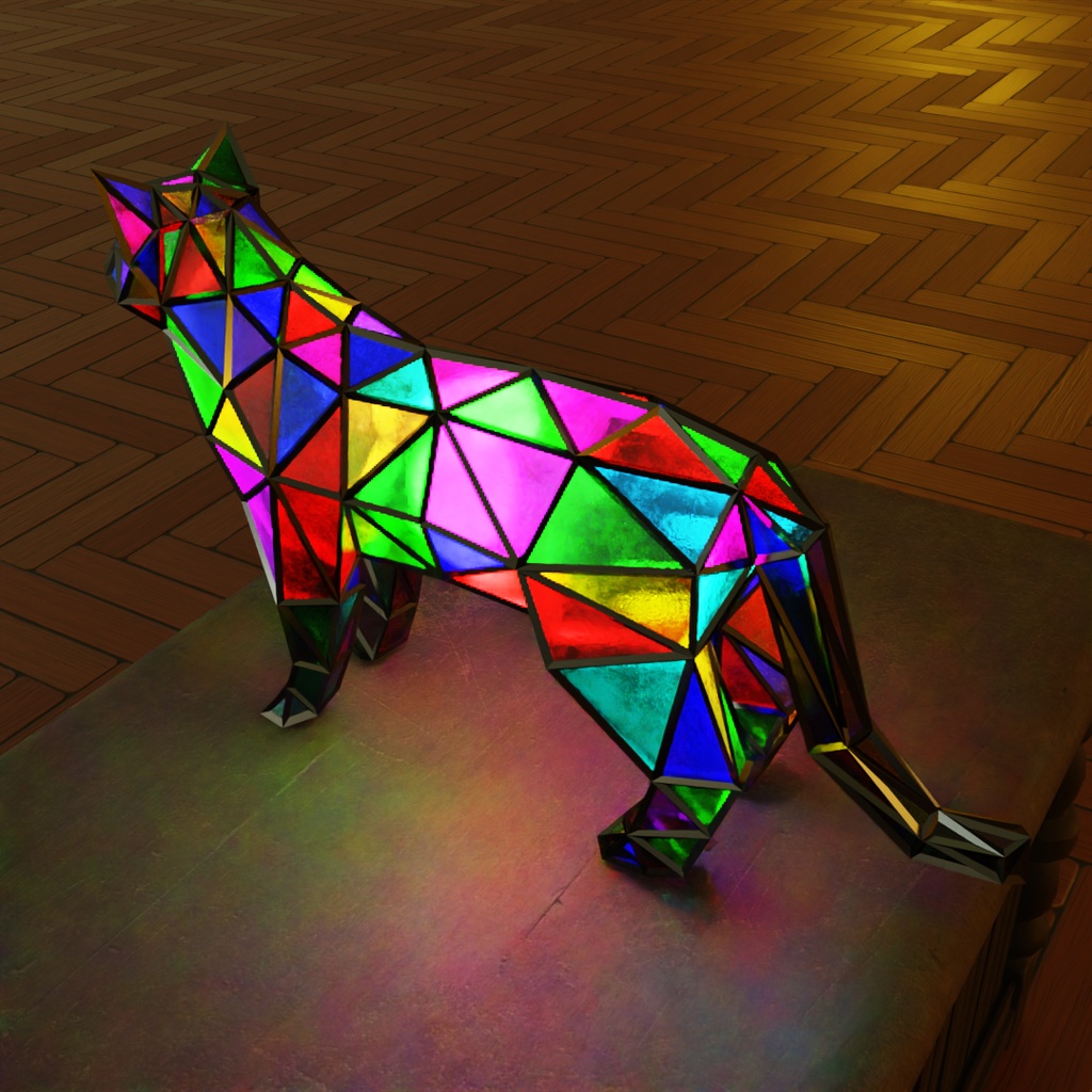 【Blender】 猫のステンドグラスランプ Cat Stained Glass Lamp