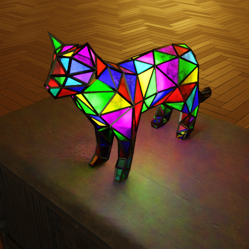 【Blender】 猫のステンドグラスランプ　Cat Stained Glass Lamp