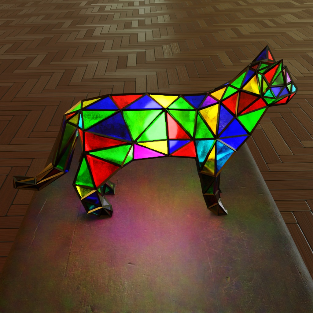 【Blender】 猫のステンドグラスランプ Cat Stained Glass Lamp