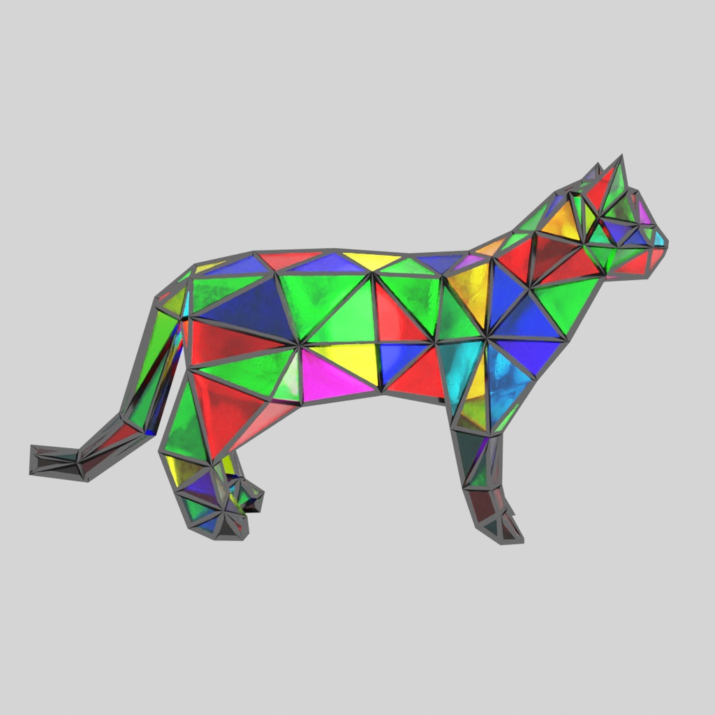 【Blender】 猫のステンドグラスランプ Cat Stained Glass Lamp