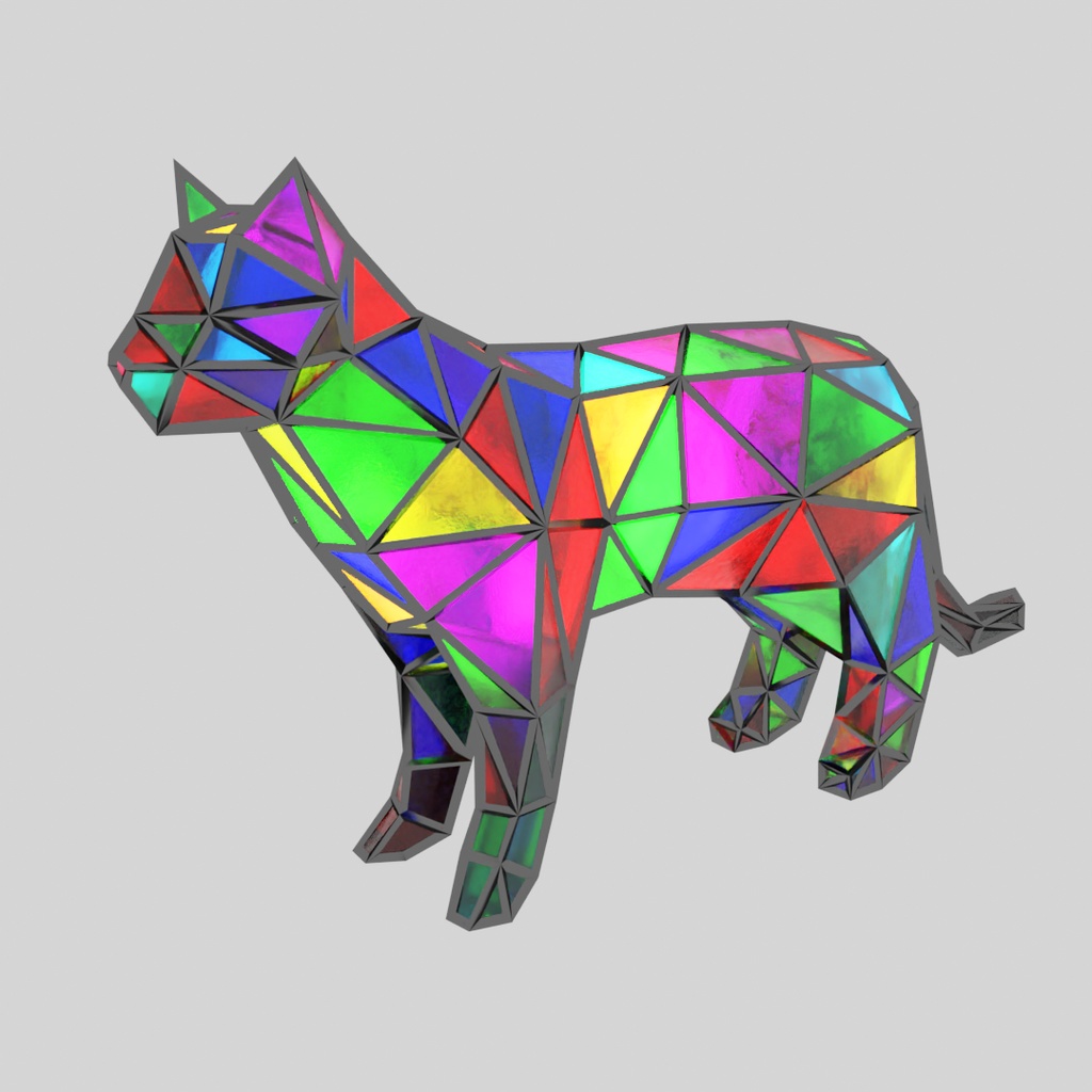 【Blender】 猫のステンドグラスランプ Cat Stained Glass Lamp