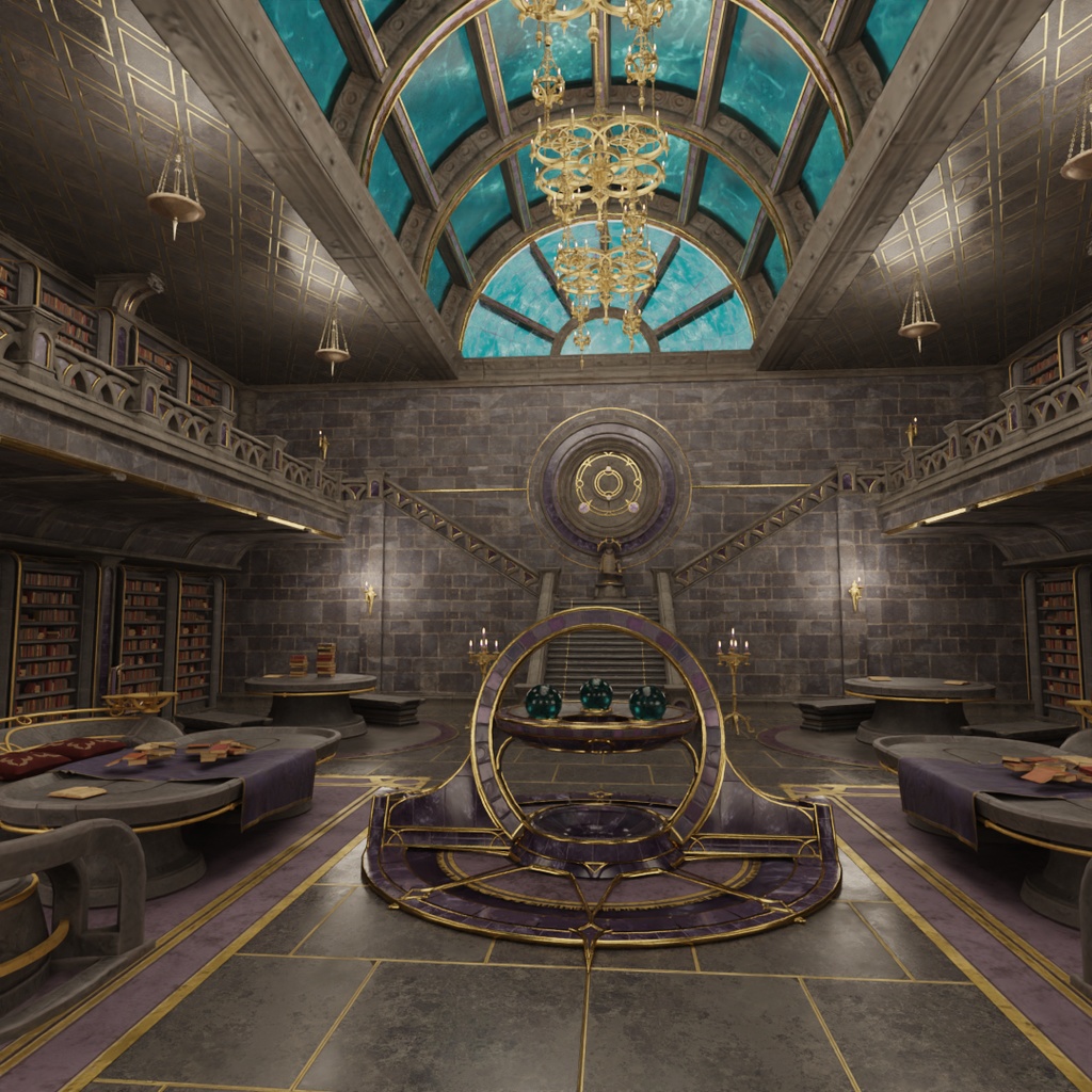 【Blender】 古代の石造りの図書室 Ancient stone built library