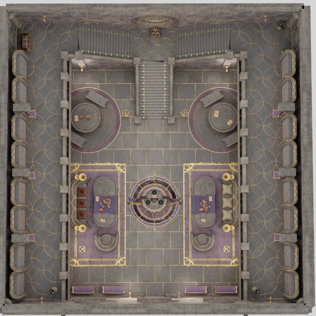 【Blender】 古代の石造りの図書室 Ancient stone built library