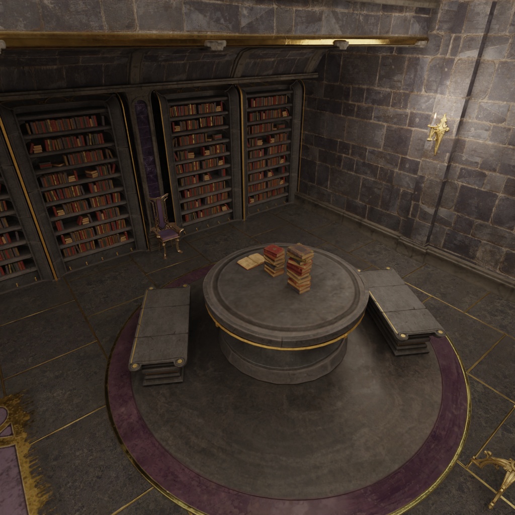 【Blender】 古代の石造りの図書室 Ancient stone built library