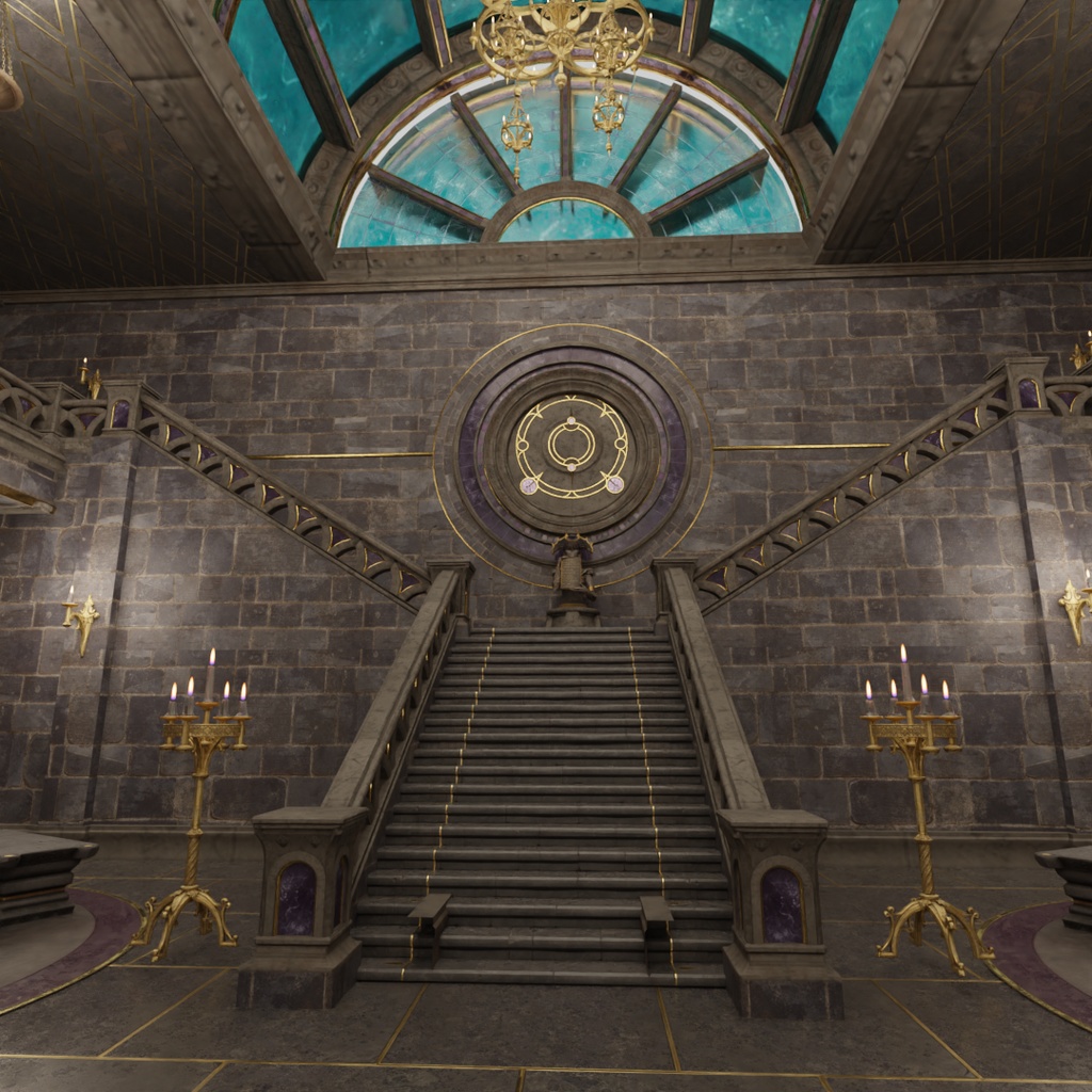 【Blender】 古代の石造りの図書室 Ancient stone built library