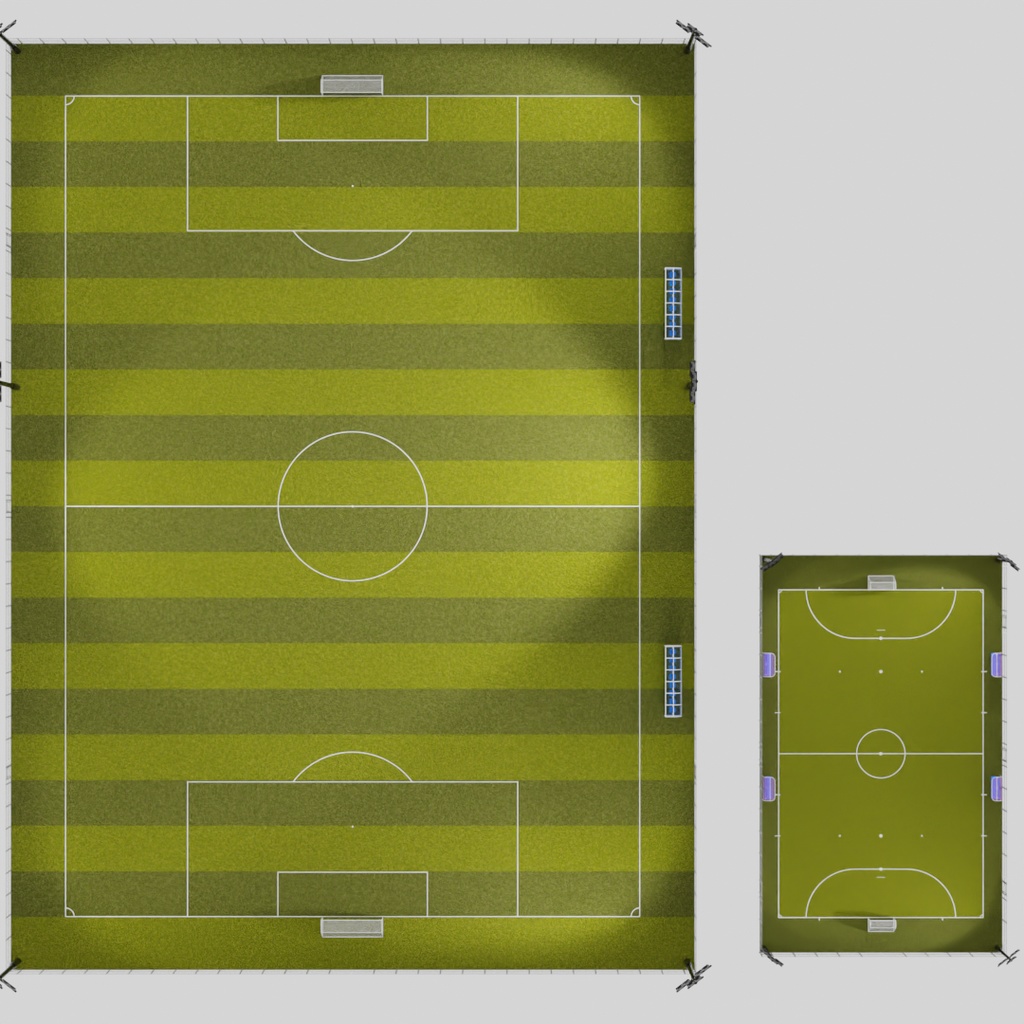 【Blender】 サッカーコートとフットサルコート Soccer field and futsal court