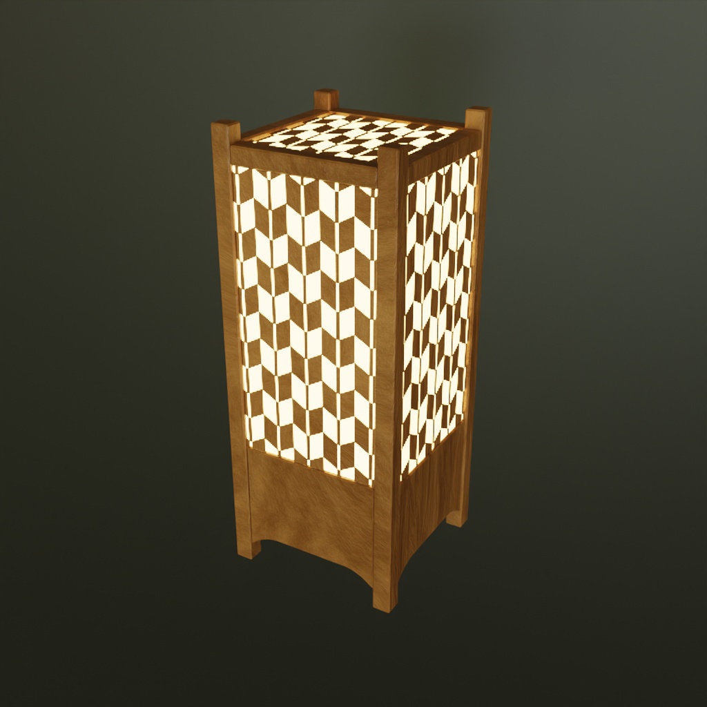 【Blender】和柄の行燈セット Japanese Patterned Andon Set