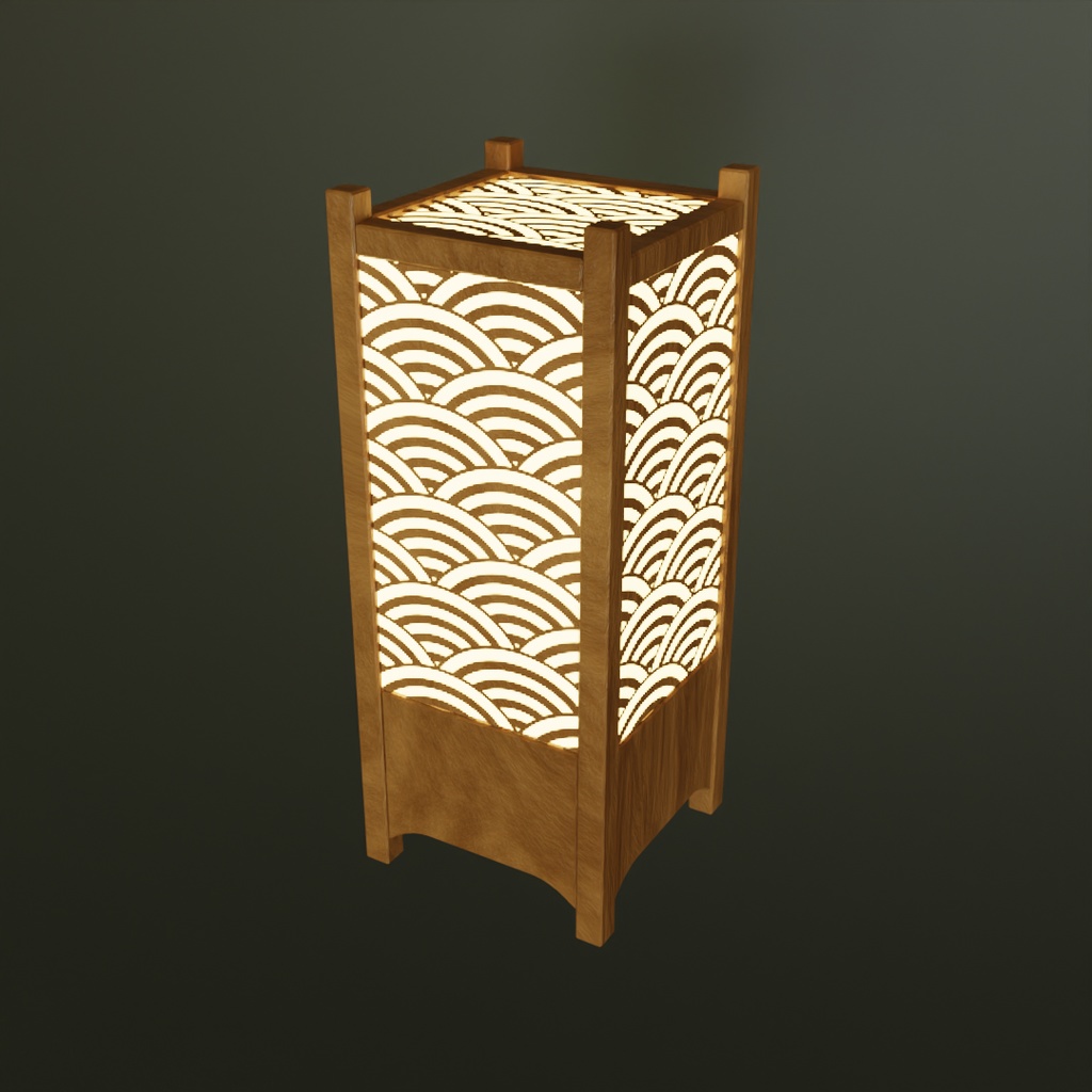 【Blender】和柄の行燈セット Japanese Patterned Andon Set