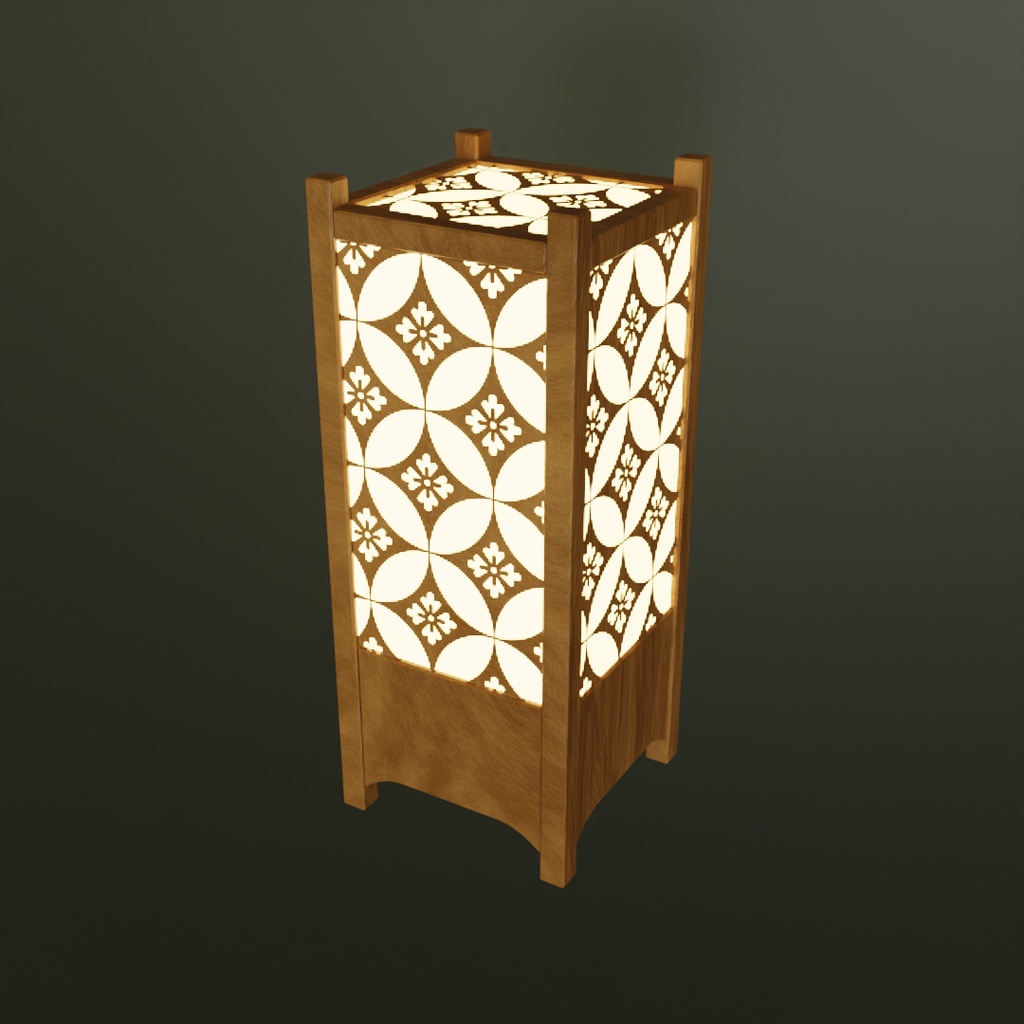 【Blender】和柄の行燈セット Japanese Patterned Andon Set