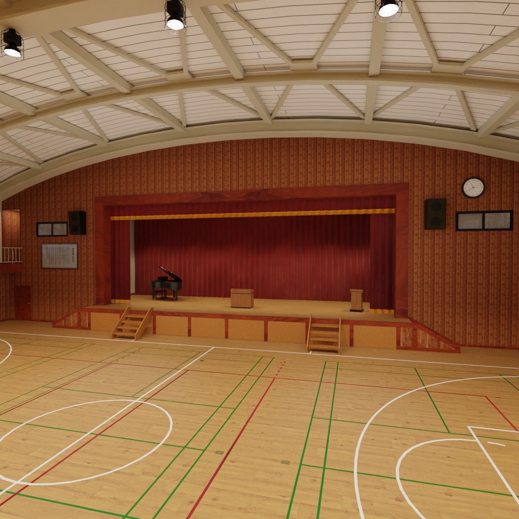 【Blender】日本の学校の体育館 Japanese school gymnasium