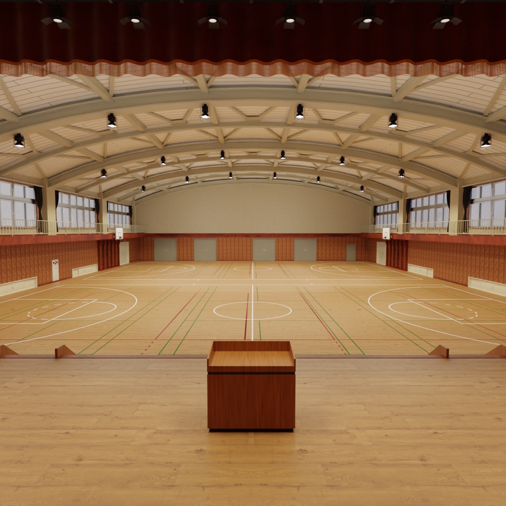 【Blender】日本の学校の体育館 Japanese school gymnasium