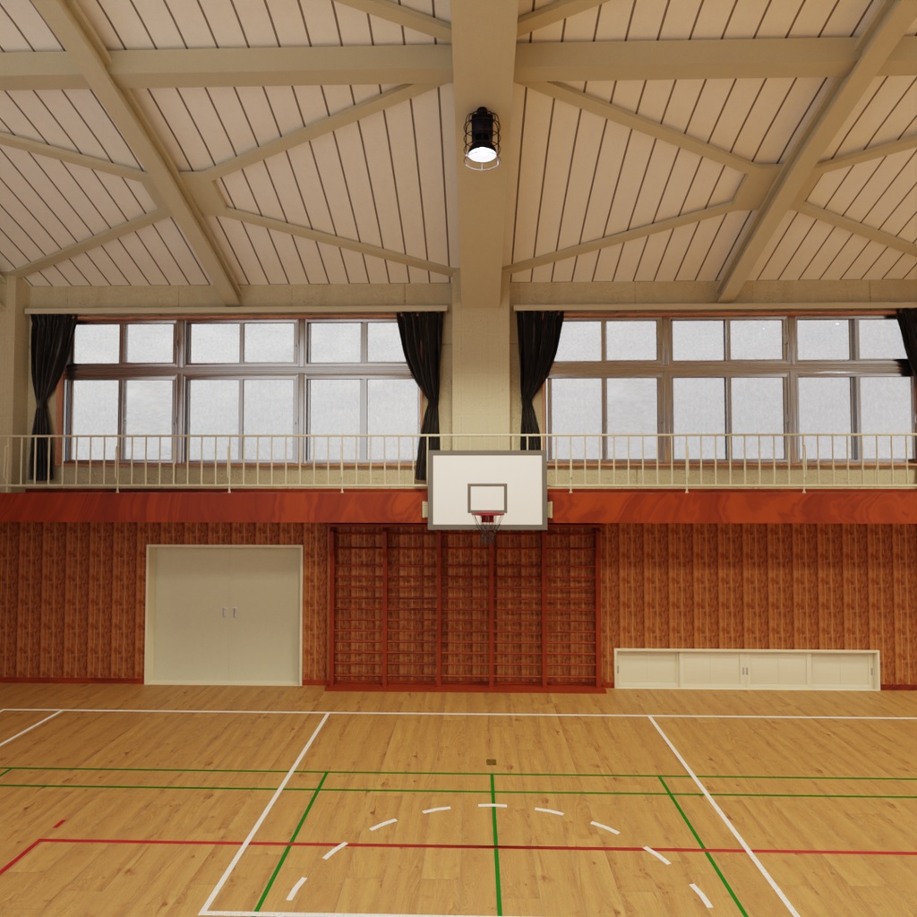 【Blender】日本の学校の体育館 Japanese school gymnasium