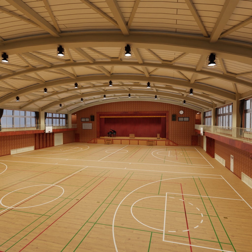 【Blender】日本の学校の体育館　Japanese school gymnasium